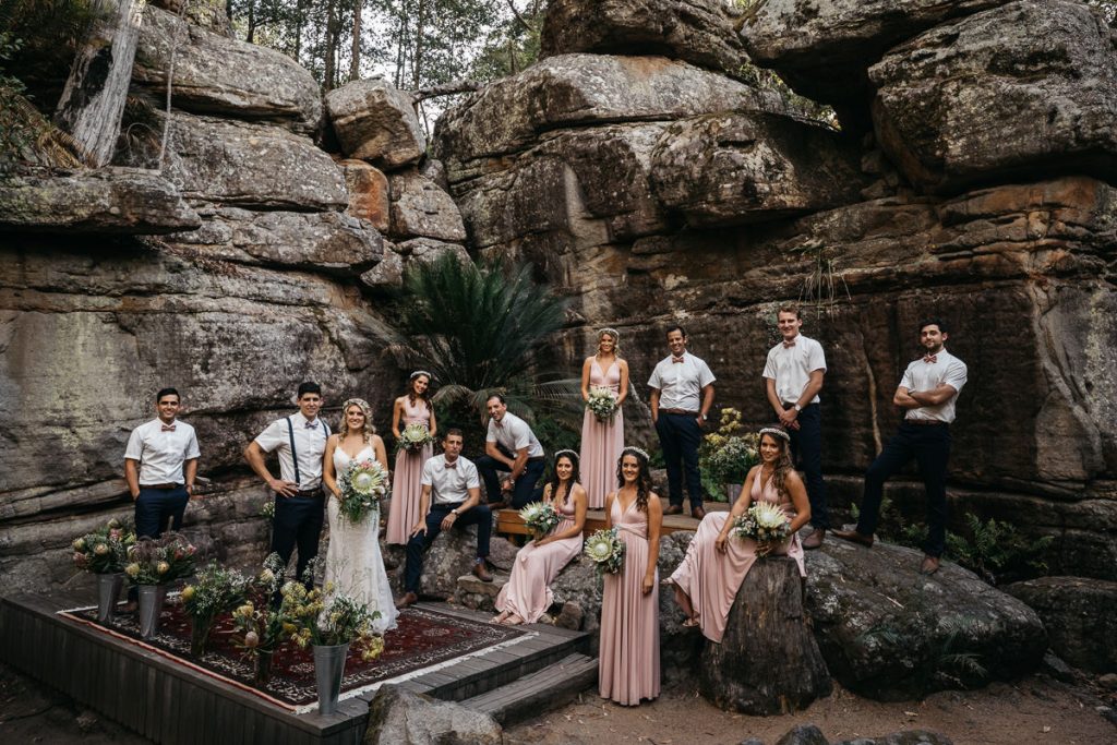 Wedding party portrait; Kangaroo Valley Bush Retreat Wedding photography