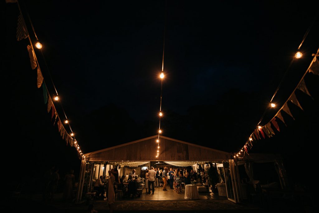 Wedding reception in lights; Wildwood Wedding Photographer Kangaroo Valley - South Coast